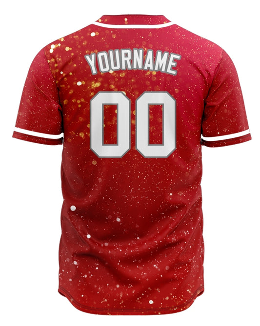 Custom Red Starry Sky Baseball Jersey