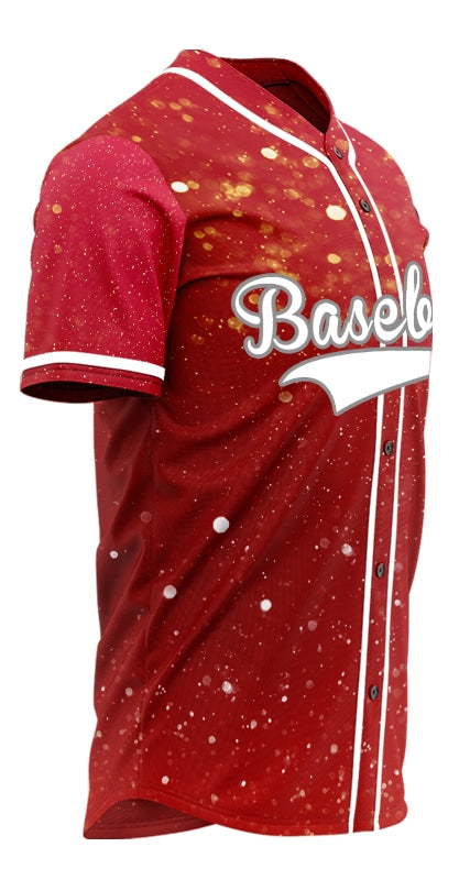 Custom Red Starry Sky Baseball Jersey