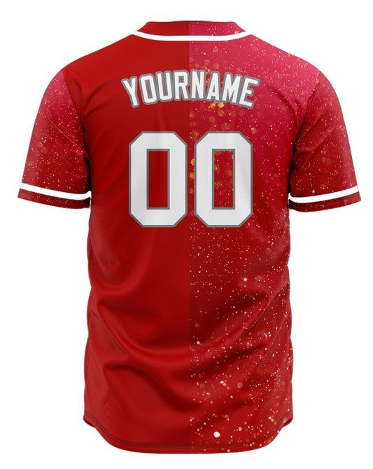 Custom Red Starry Sky Half Baseball Jersey
