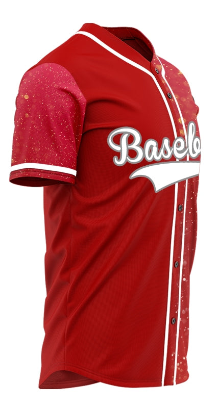 Custom Red Starry Sky Half Baseball Jersey