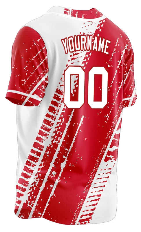 Custom Red Tire Marks Baseball Jersey