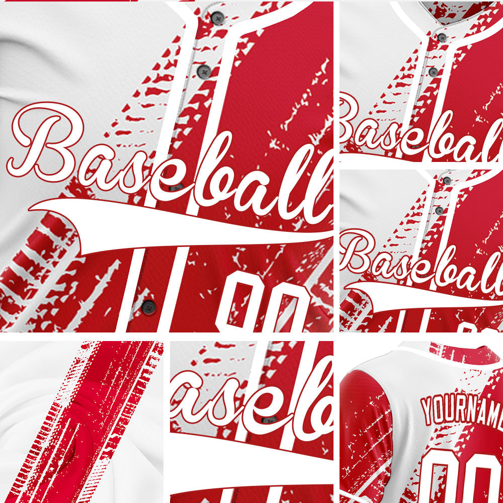 Custom Red Tire Marks Baseball Jersey