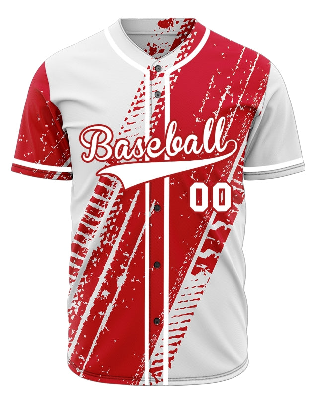 Custom Red Tire Marks Baseball Jersey