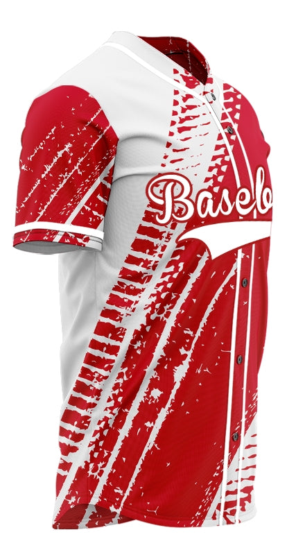 Custom Red Tire Marks Baseball Jersey