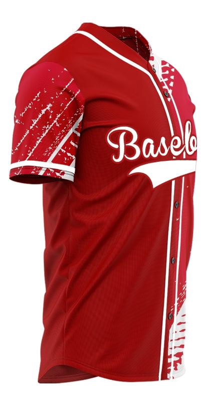 Custom Red Tire Marks Half Baseball Jersey