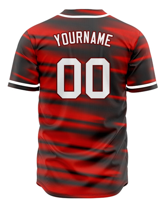 Custom Red Vague Lines Baseball Jersey