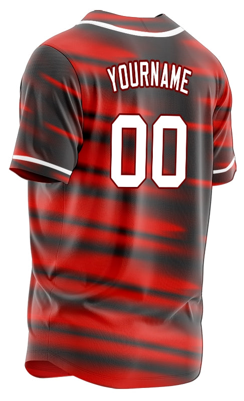 Custom Red Vague Lines Baseball Jersey