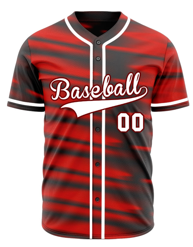 Custom Red Vague Lines Baseball Jersey