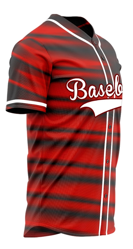 Custom Red Vague Lines Baseball Jersey