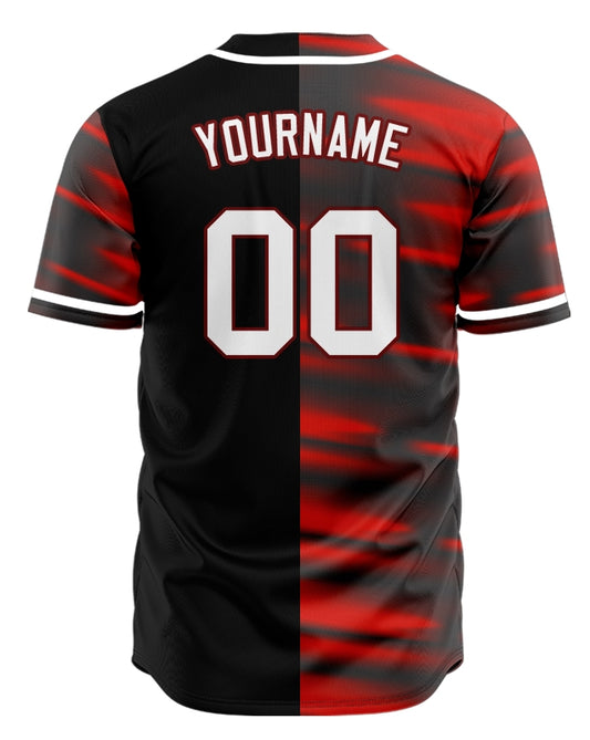 Custom Red Vague Lines Half Baseball Jersey