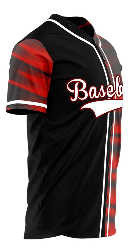Custom Red Vague Lines Half Baseball Jersey