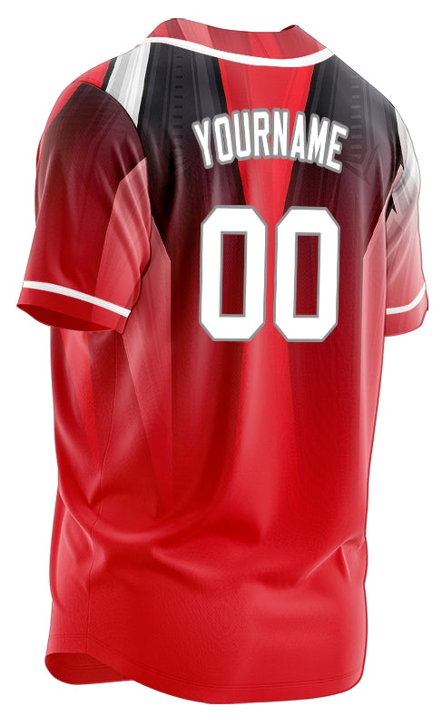 Custom Red White Black Gradient Baseball Jersey
