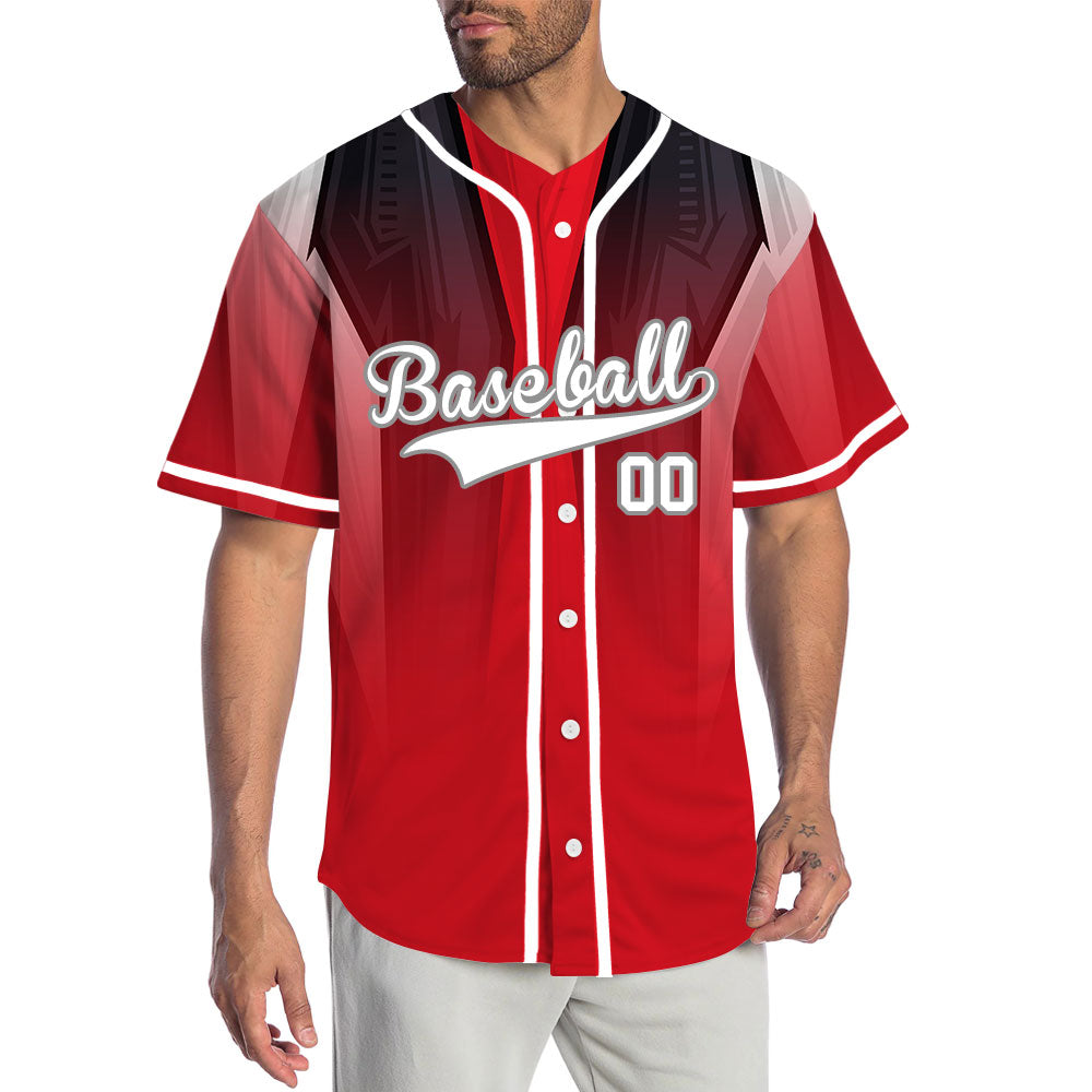 Custom Red White Black Gradient Baseball Jersey
