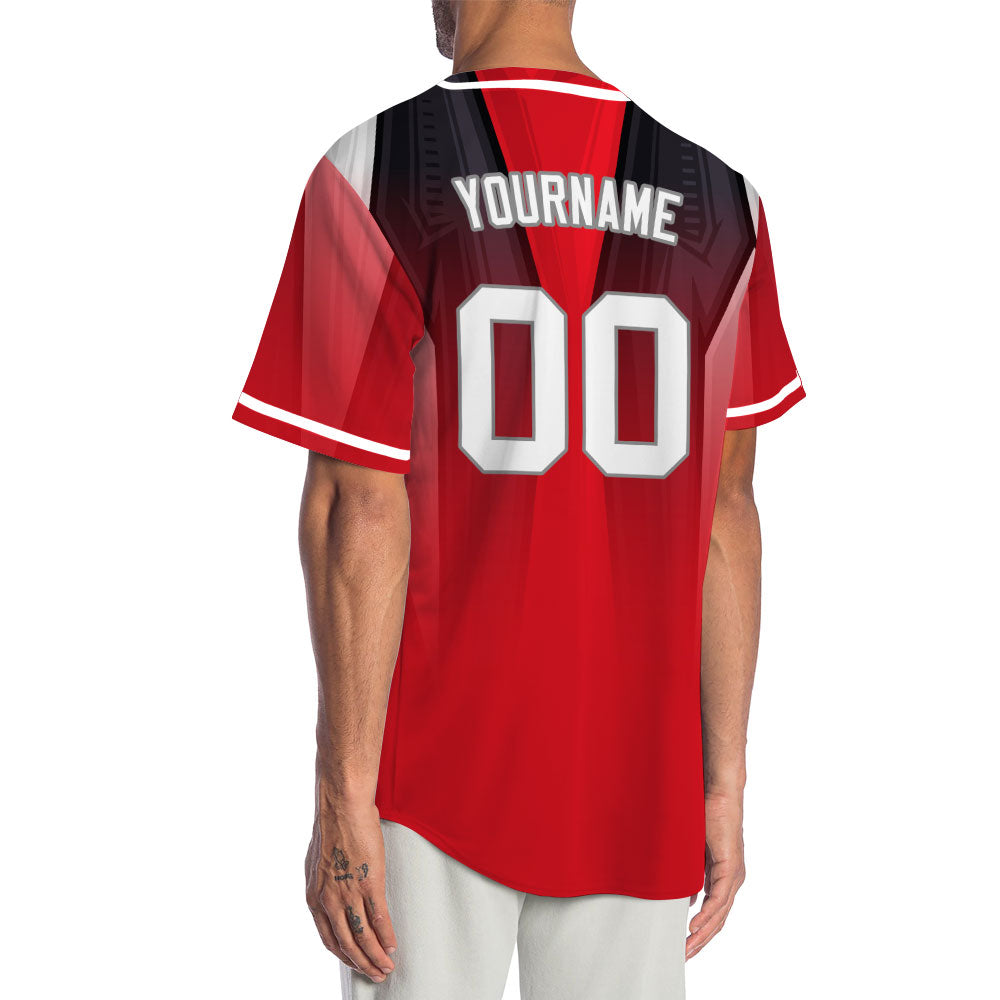 Custom Red White Black Gradient Baseball Jersey