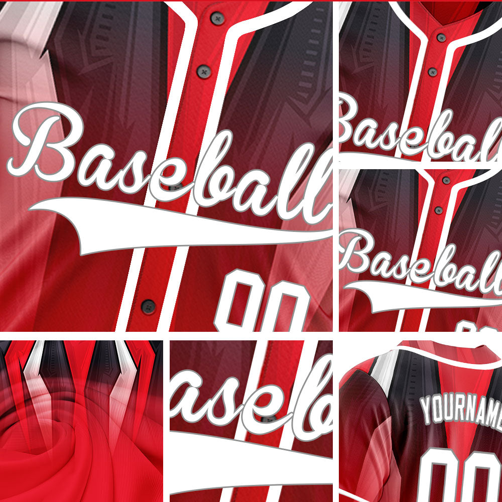 Custom Red White Black Gradient Baseball Jersey
