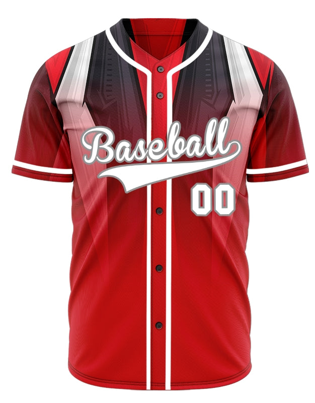 Custom Red White Black Gradient Baseball Jersey