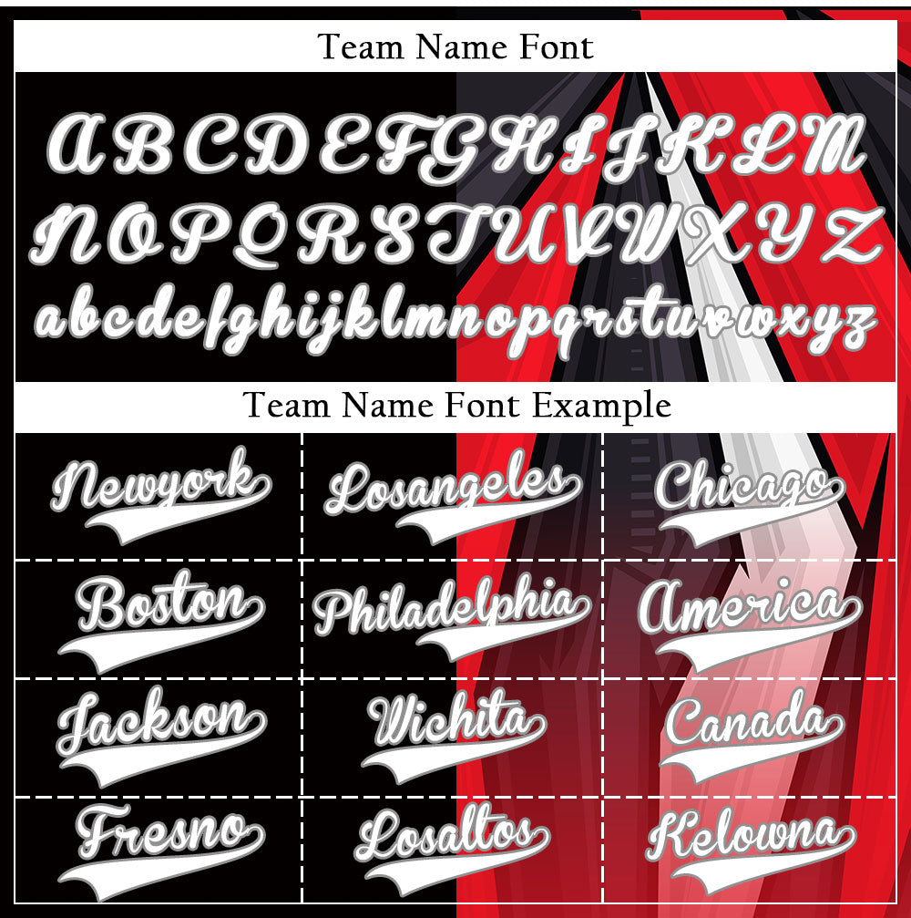 Custom Red White Black Gradient Half Baseball Jersey