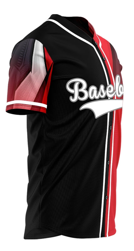 Custom Red White Black Gradient Half Baseball Jersey