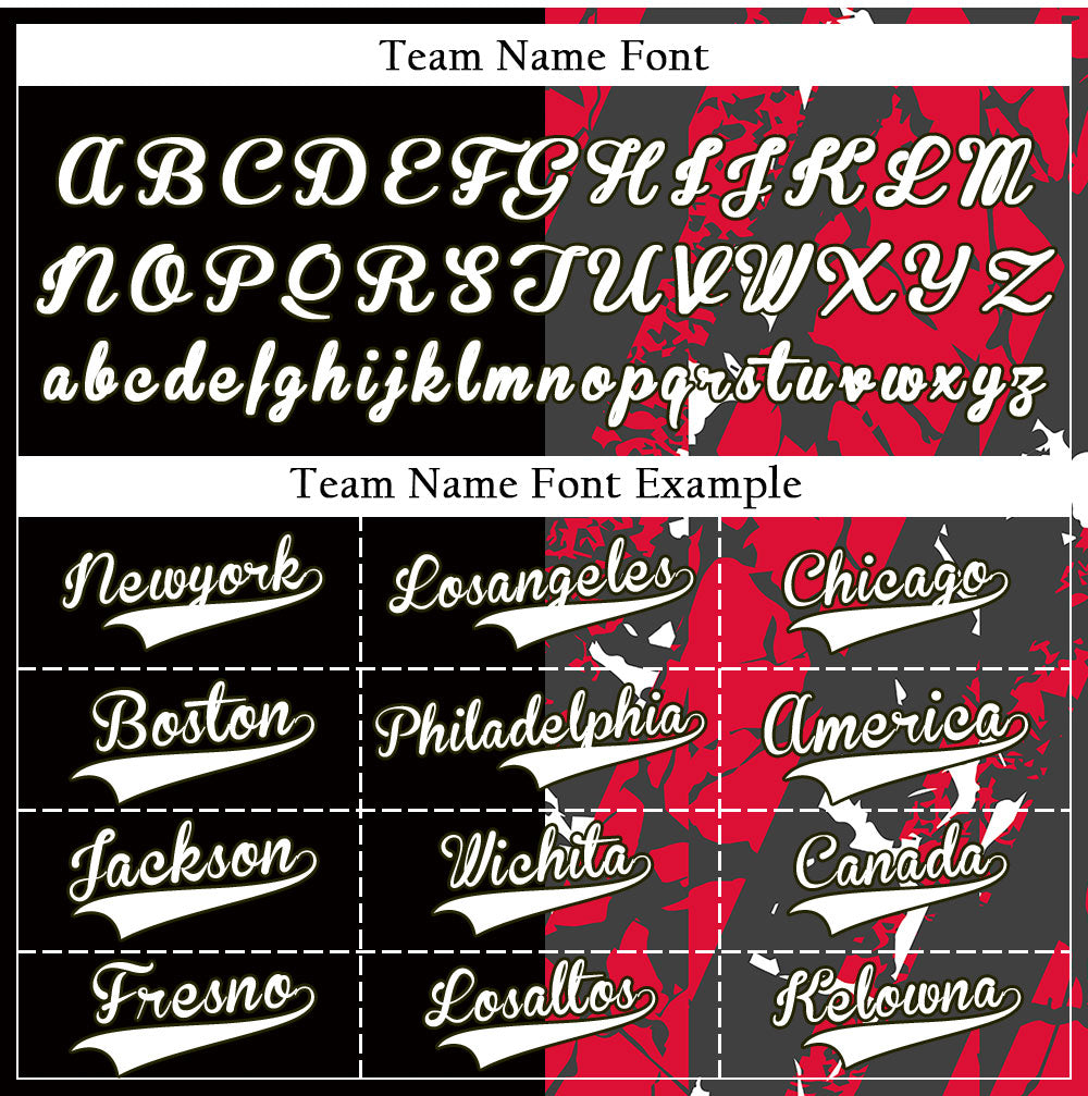 Custom Red White Black Ink Half Baseball Jersey