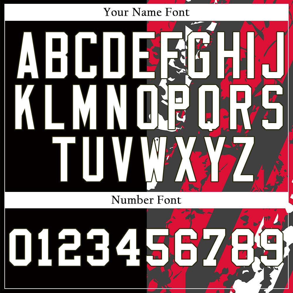 Custom Red White Black Ink Half Baseball Jersey