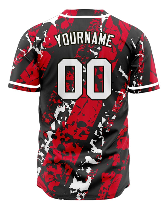 Custom Red White Black Tire Tracks Baseball Jersey