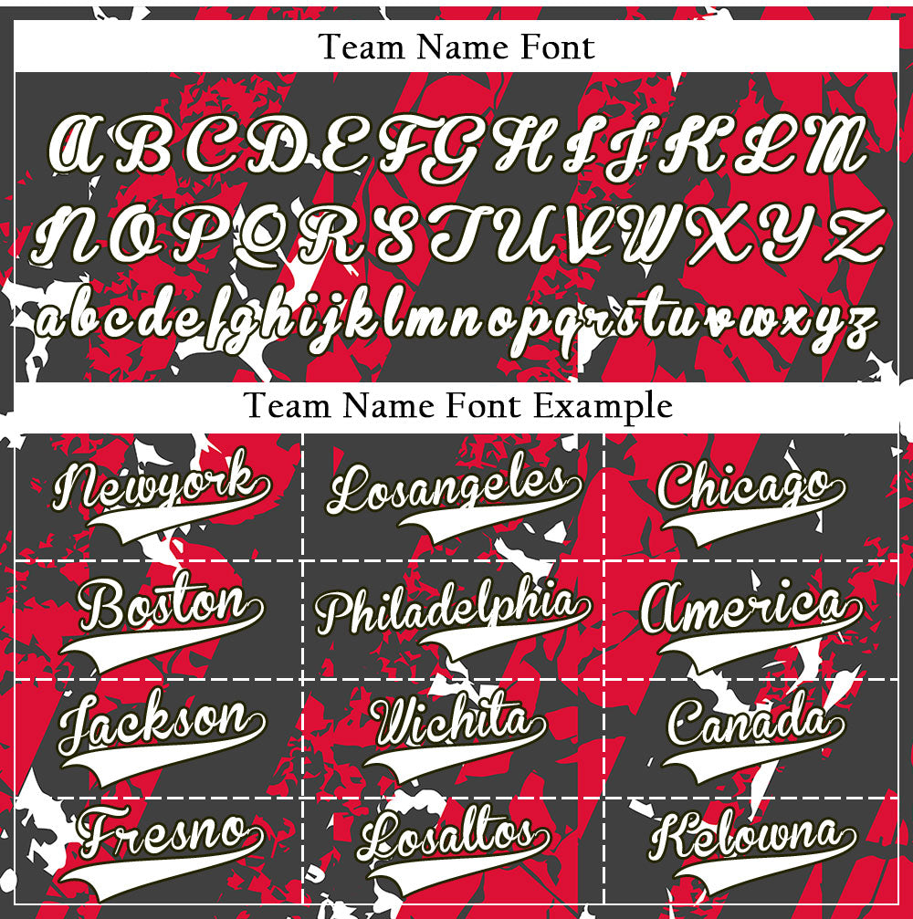Custom Red White Black Tire Tracks Baseball Jersey