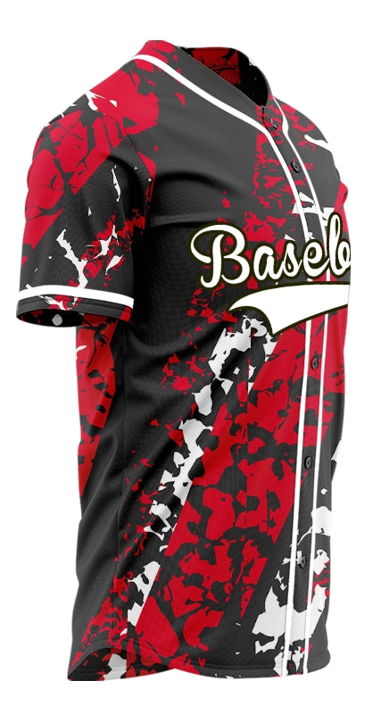 Custom Red White Black Tire Tracks Baseball Jersey
