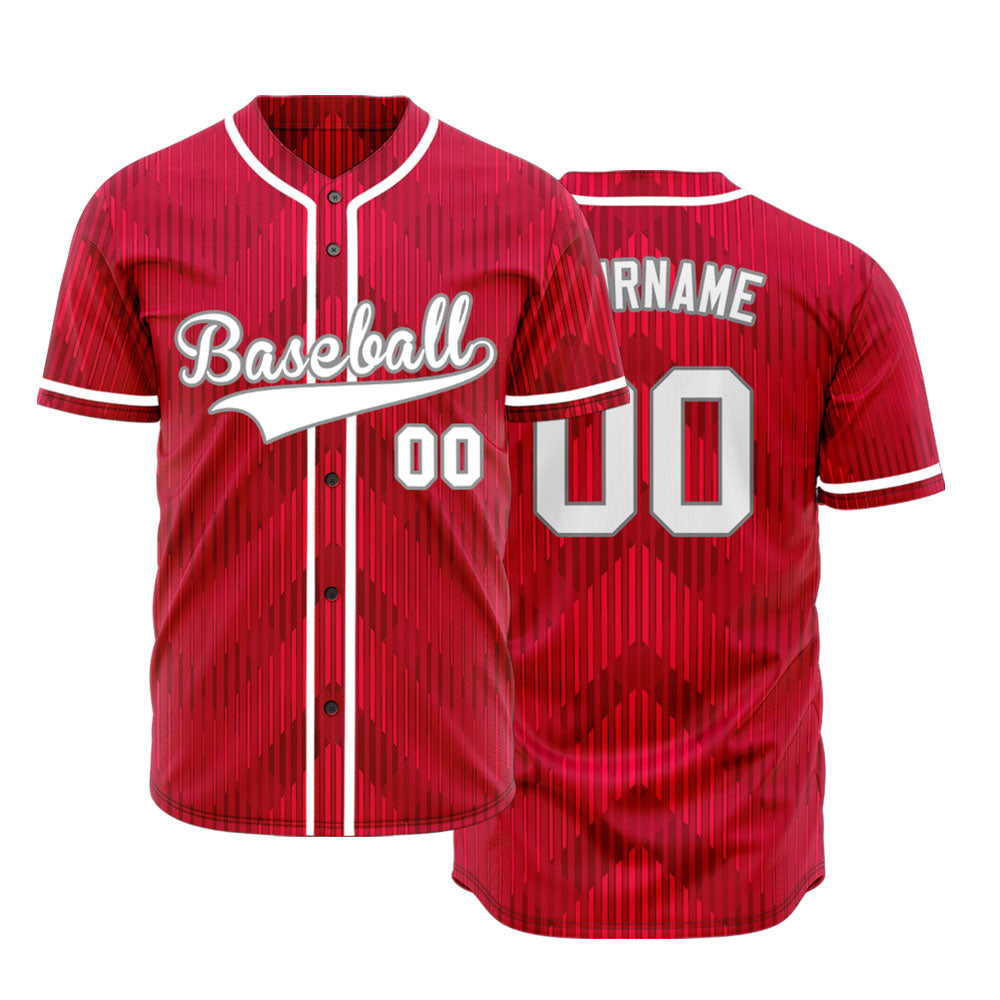 Custom Red White Corner Gradient Baseball Jersey