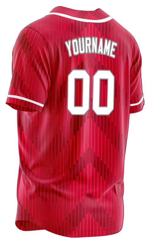 Custom Red White Corner Gradient Baseball Jersey