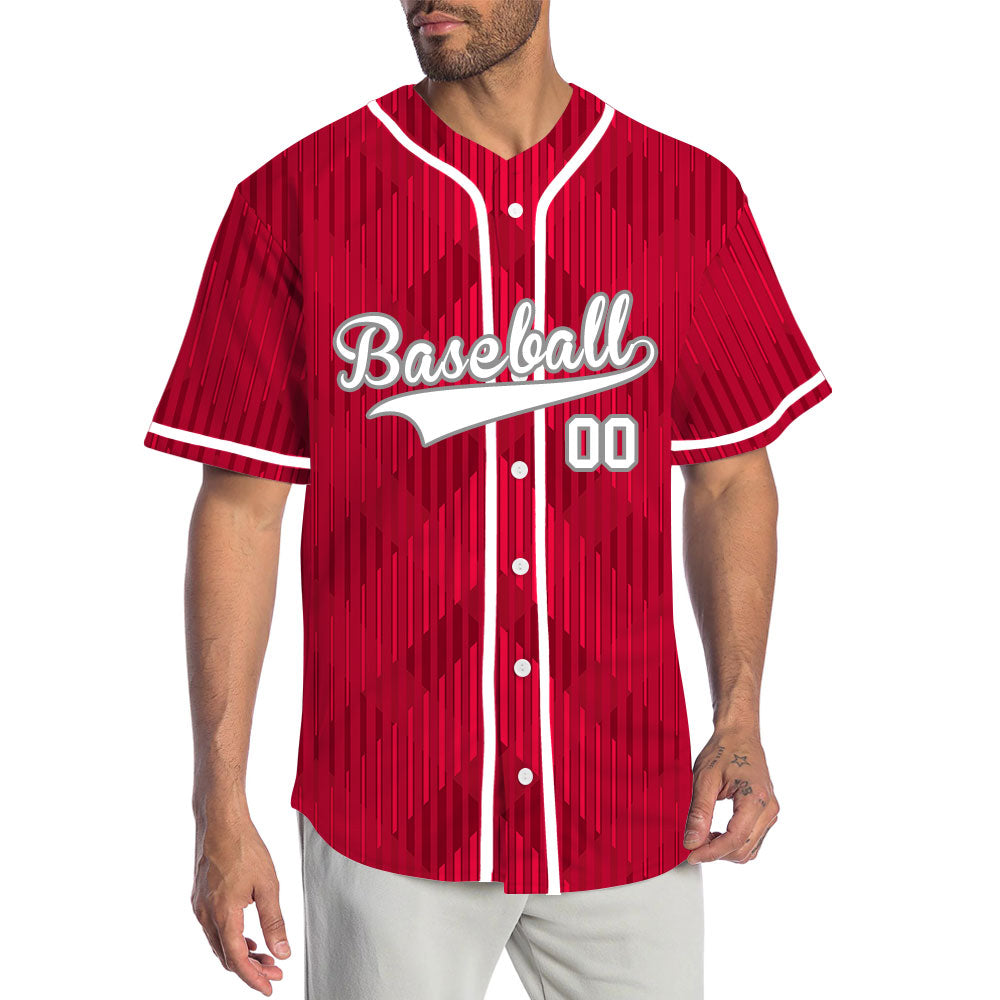 Custom Red White Corner Gradient Baseball Jersey