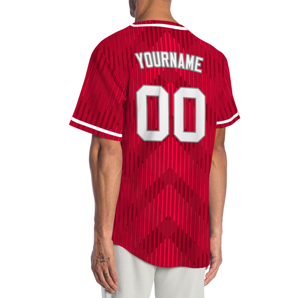 Custom Red White Corner Gradient Baseball Jersey