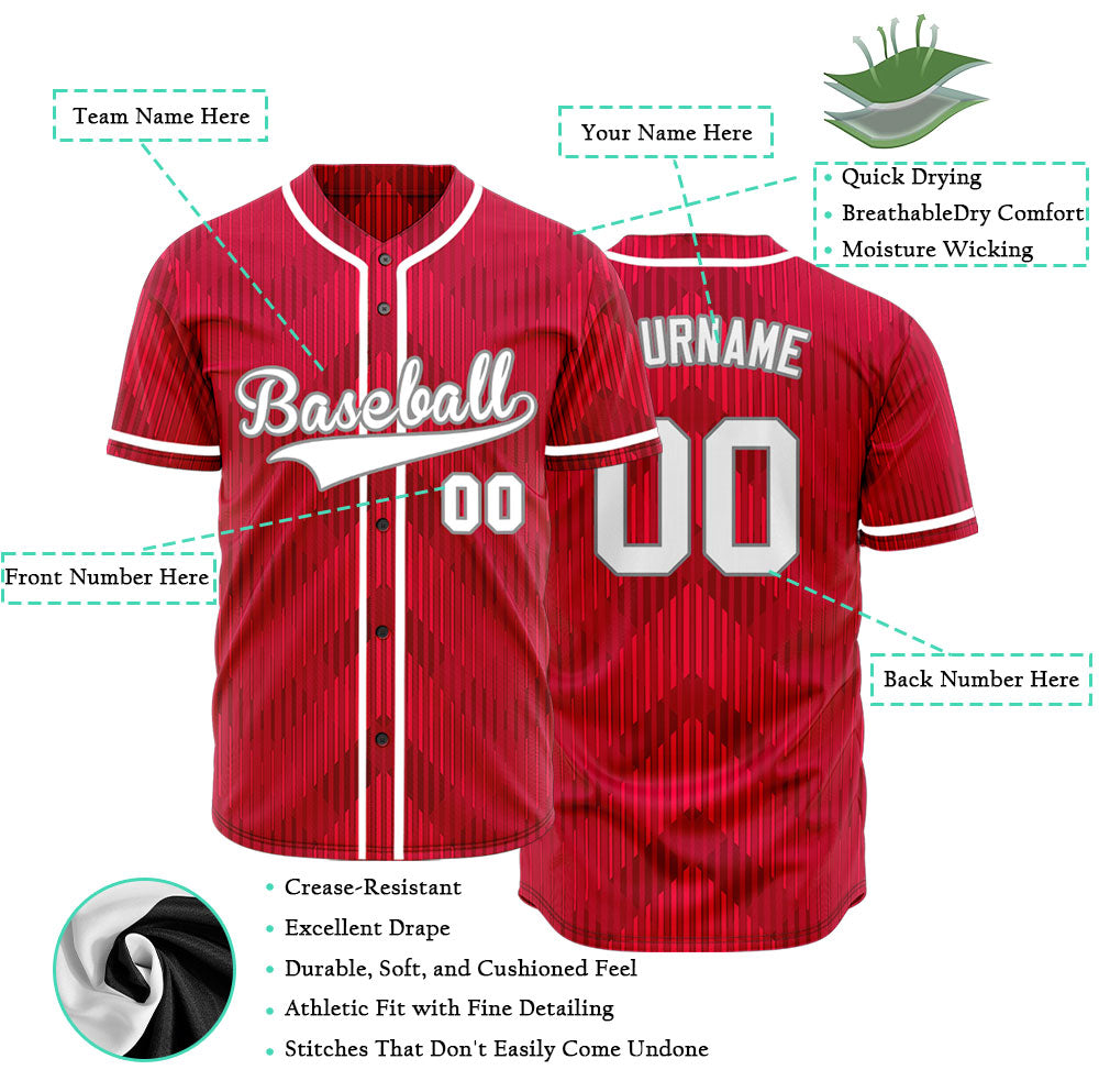 Custom Red White Corner Gradient Baseball Jersey