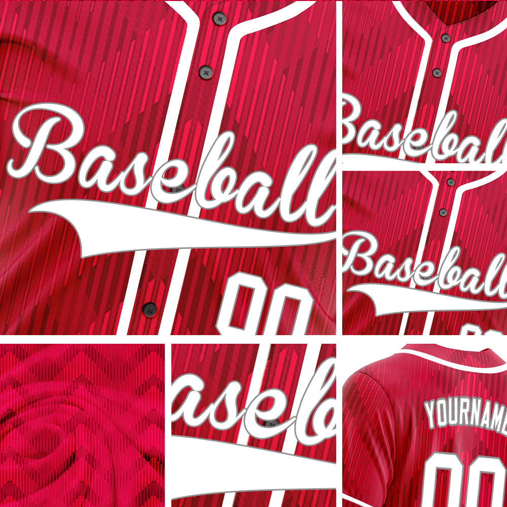 Custom Red White Corner Gradient Baseball Jersey