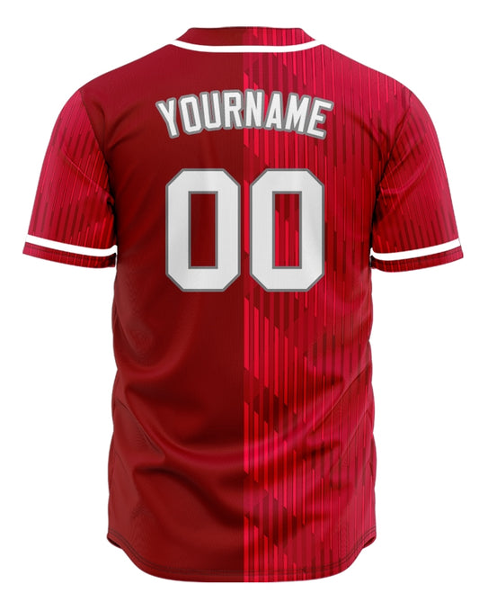 Custom Red White Corner Gradient Half Baseball Jersey
