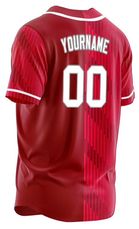 Custom Red White Corner Gradient Half Baseball Jersey