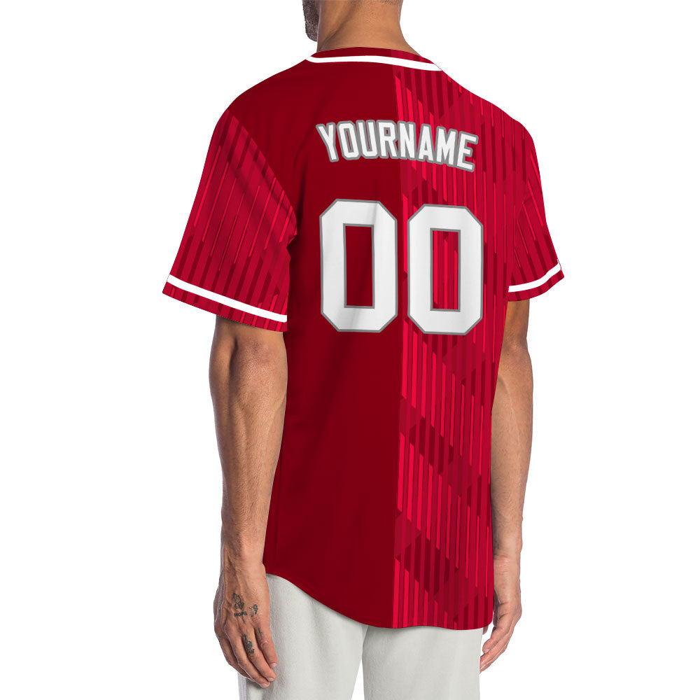 Custom Red White Corner Gradient Half Baseball Jersey