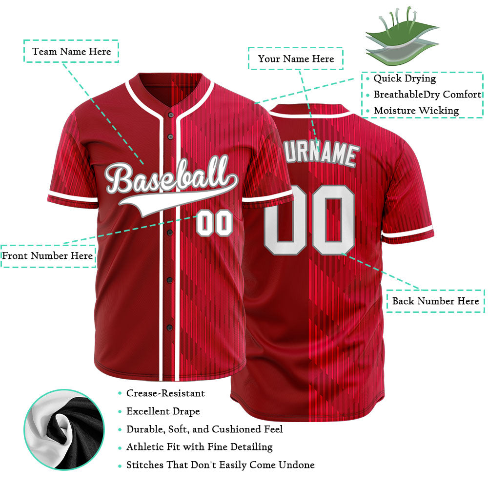 Custom Red White Corner Gradient Half Baseball Jersey