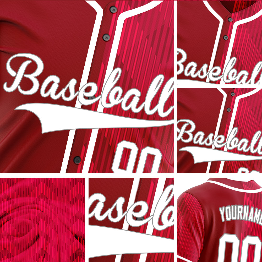 Custom Red White Corner Gradient Half Baseball Jersey