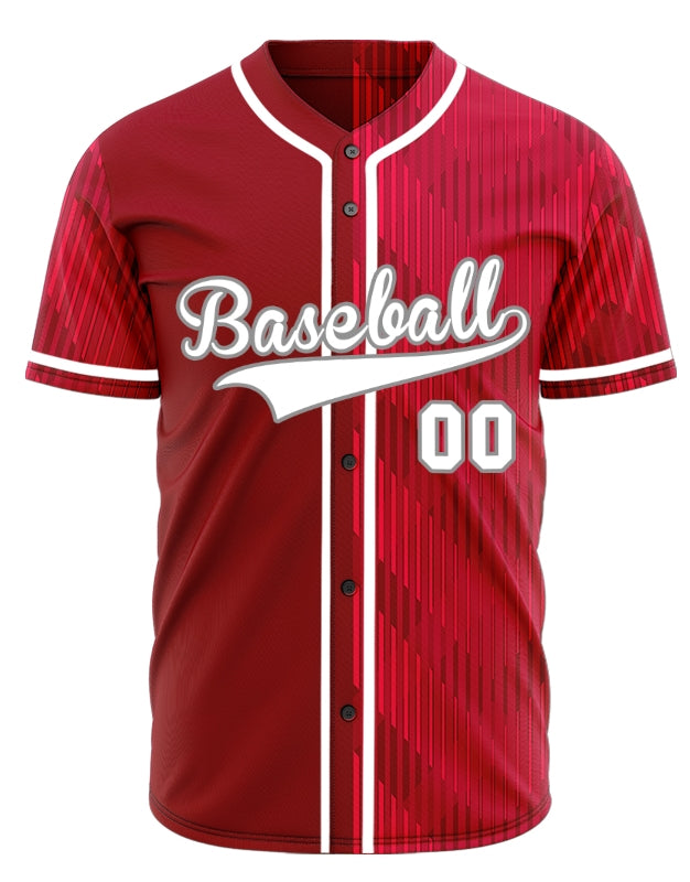 Custom Red White Corner Gradient Half Baseball Jersey