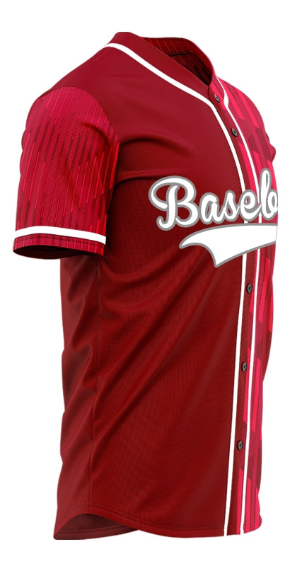 Custom Red White Corner Gradient Half Baseball Jersey