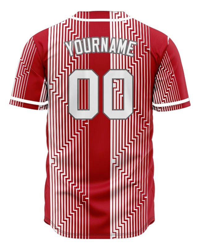Custom Red White Overlay Baseball Jersey