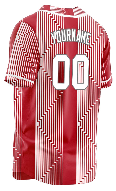 Custom Red White Overlay Baseball Jersey