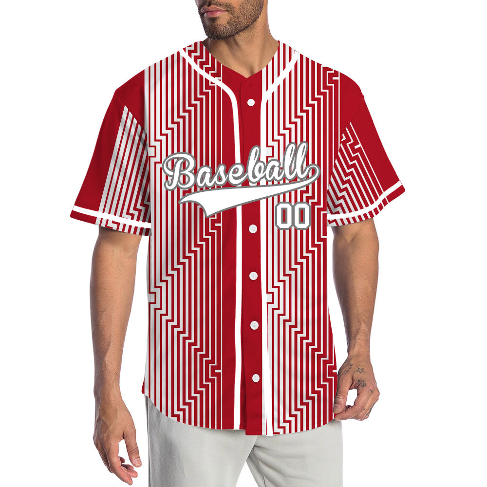 Custom Red White Overlay Baseball Jersey