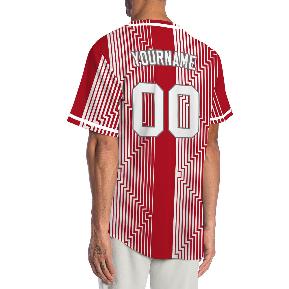 Custom Red White Overlay Baseball Jersey