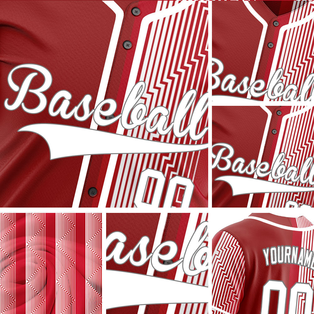 Custom Red White Overlay Half Baseball Jersey