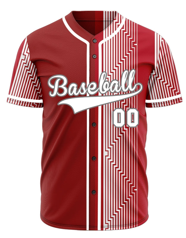 Custom Red White Overlay Half Baseball Jersey
