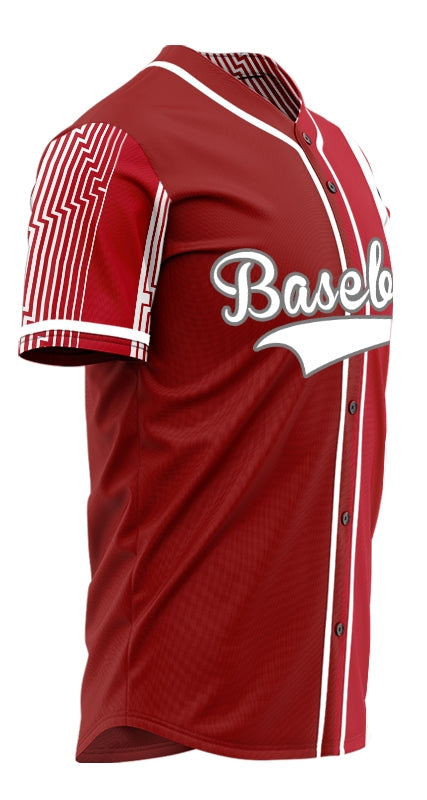 Custom Red White Overlay Half Baseball Jersey