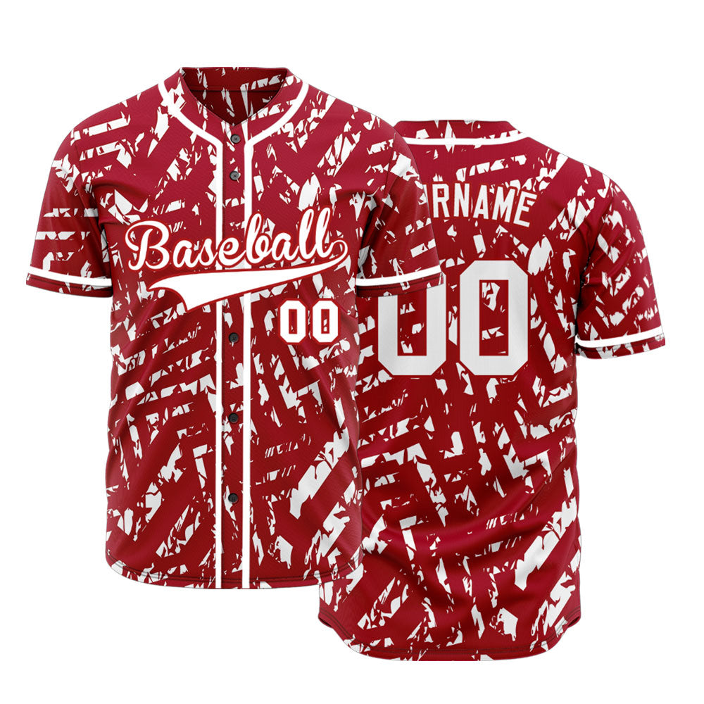 Custom Red White Twill Baseball Jersey