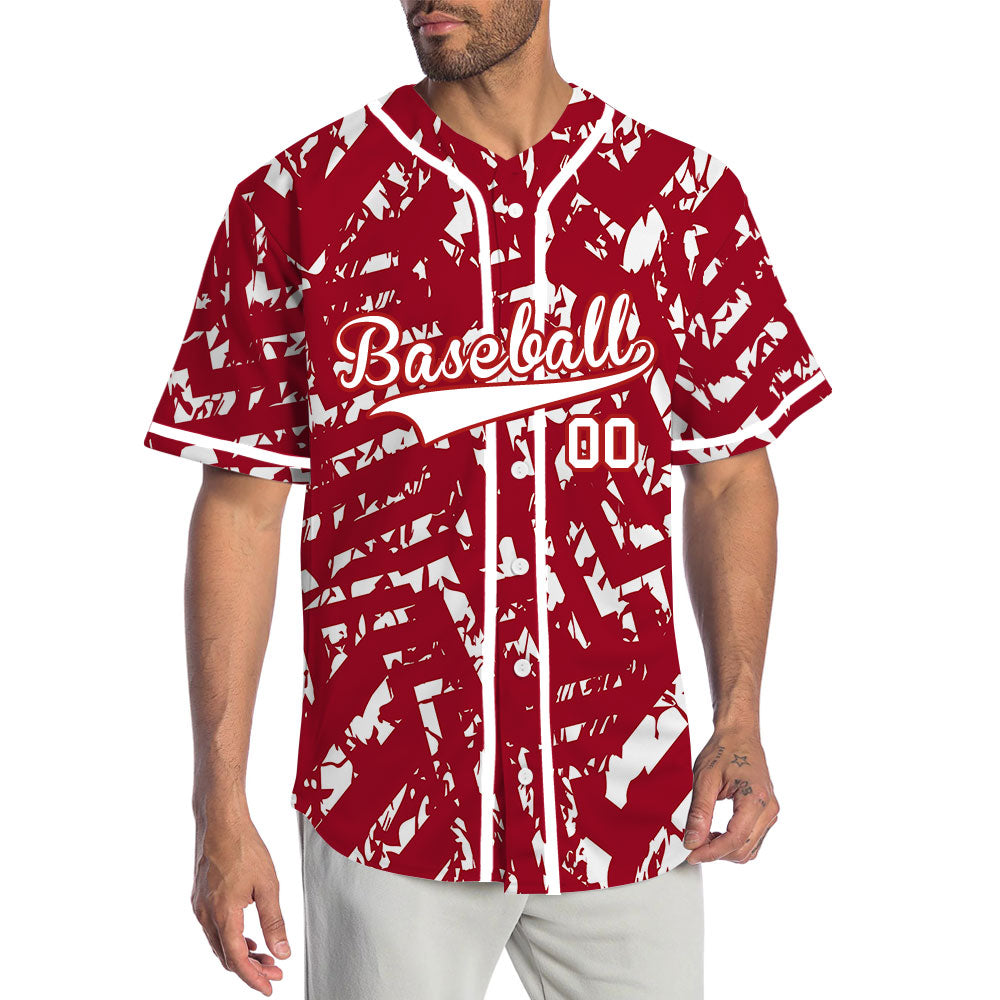 Custom Red White Twill Baseball Jersey