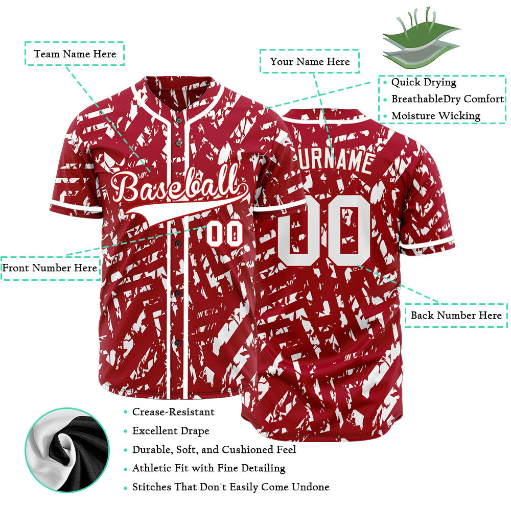 Custom Red White Twill Baseball Jersey